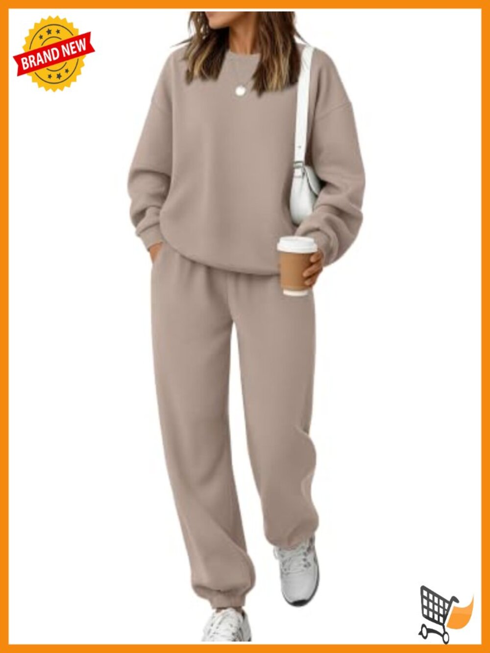 2 Piece Sweatsuit Set Fleece Lined Crewneck Pullover Drawstring Joggers Lounge